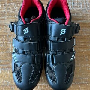 Peloton Cycling Shoes Black with Red Interior